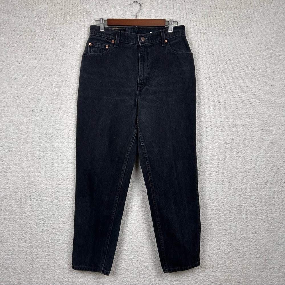 Vtg Levis Jeans Womens 12R Black 550 Relaxed Fit Tapered Leg Made In USA 90s‎